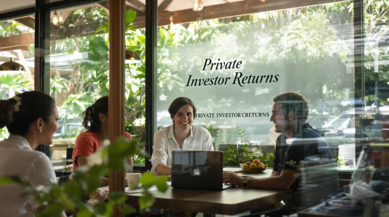 Expats reviewing real estate investments in Costa Rica café setting
